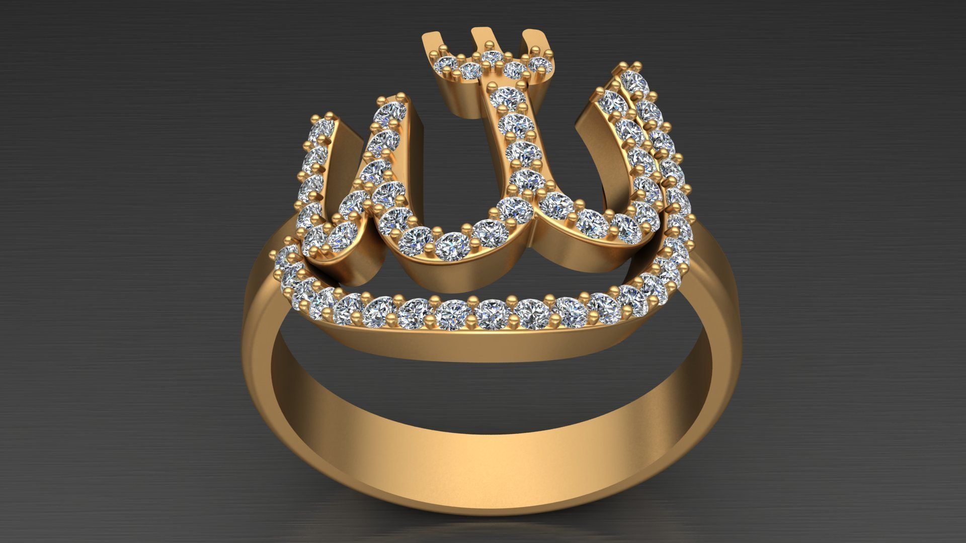 ALLAH Diamond Man Ring Printable 3D print model_2