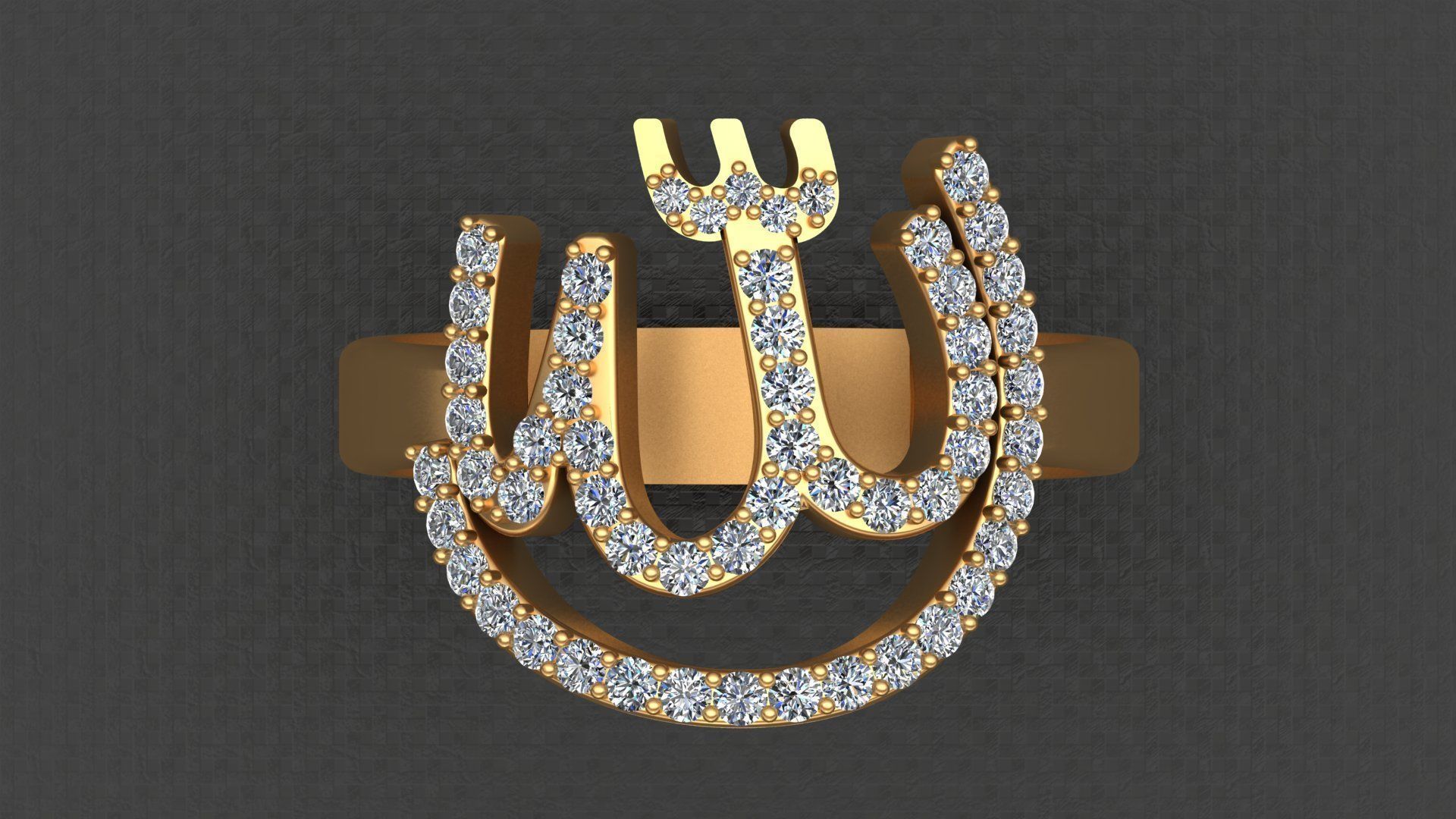 ALLAH Diamond Man Ring Printable 3D print model_1