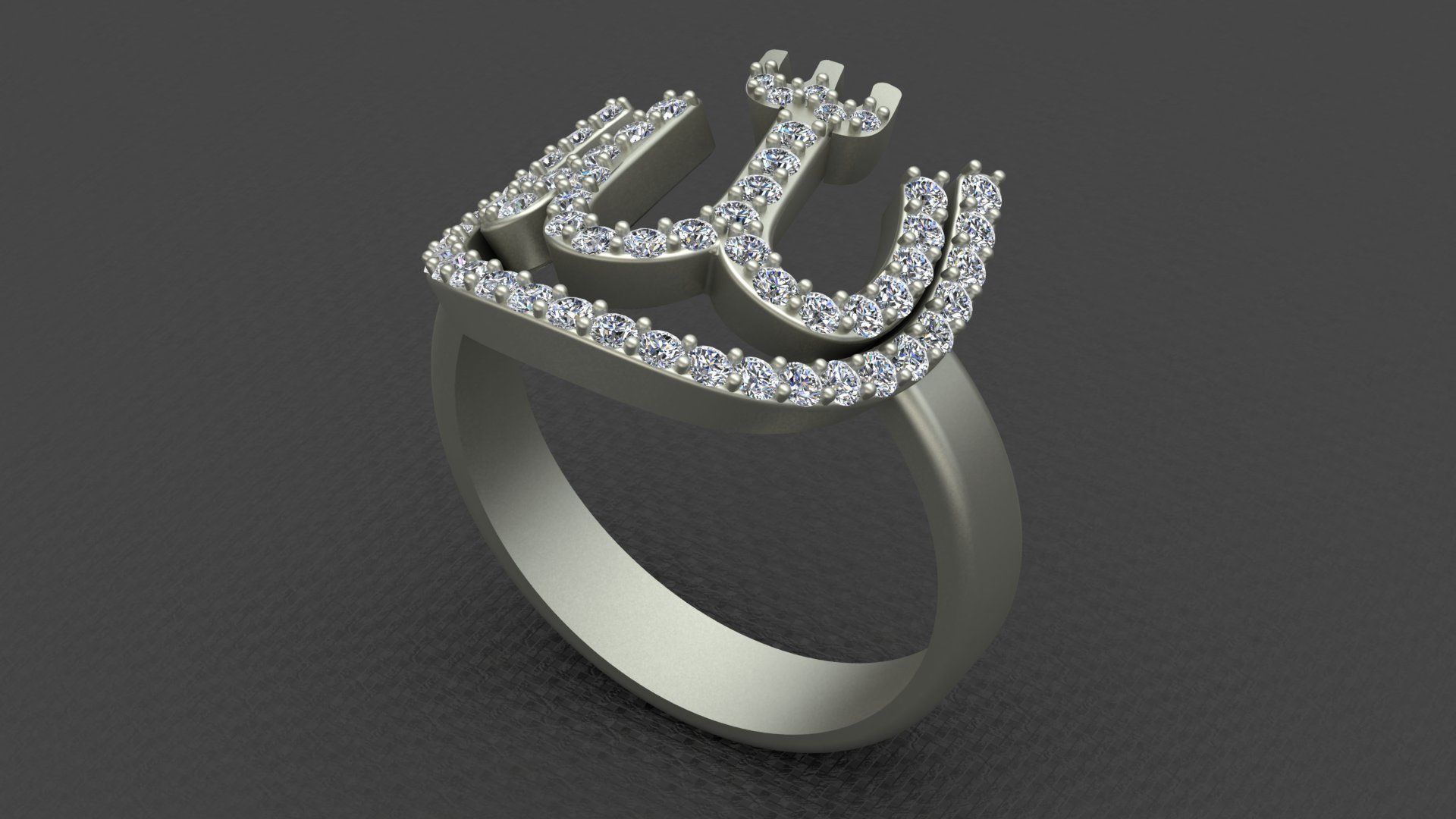ALLAH Diamond Man Ring Printable 3D print model_5