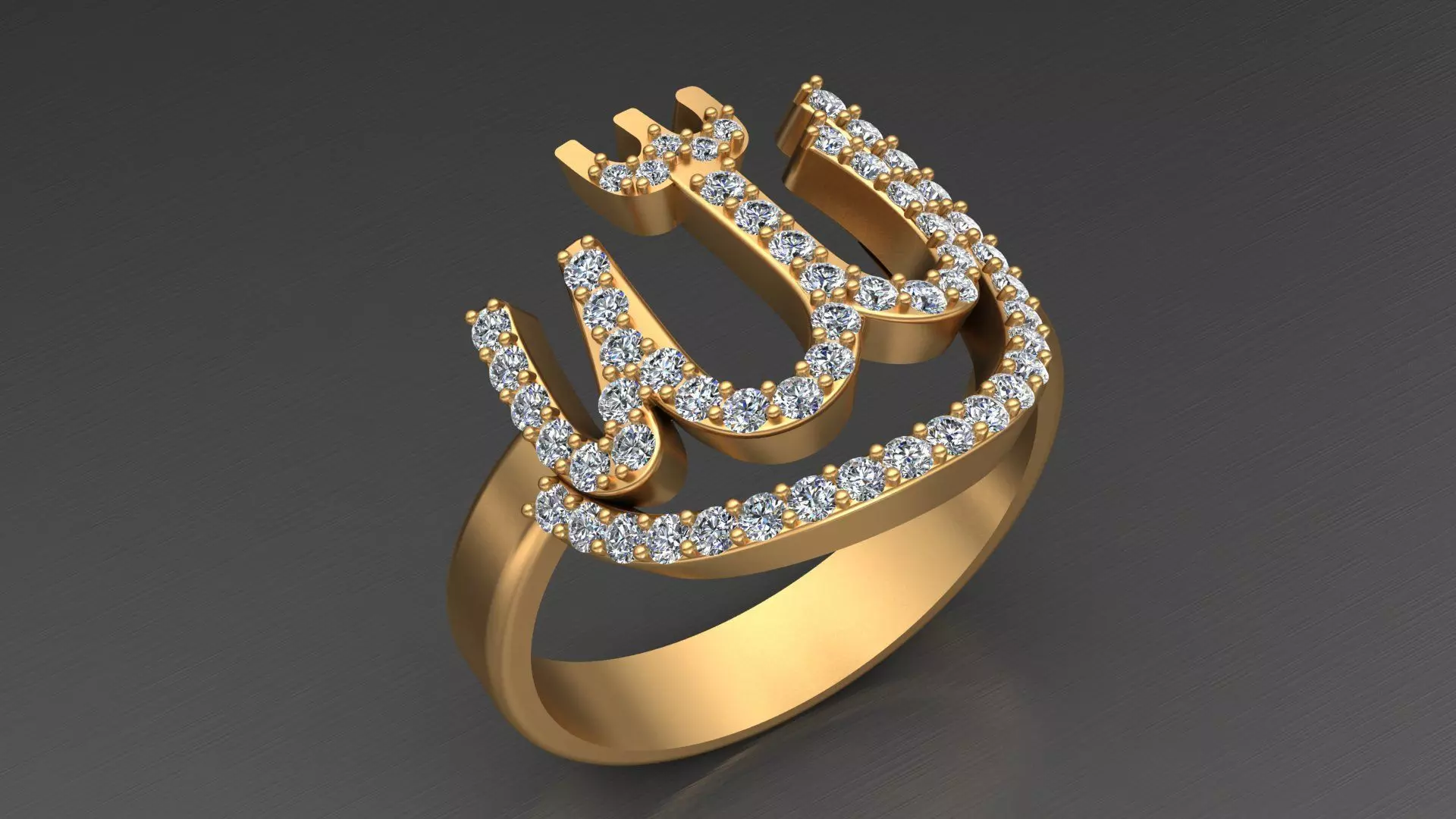 ALLAH Diamond Man Ring Printable 3D print model_0