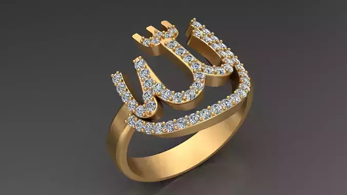 ALLAH Diamond Man Ring Printable 3D print model