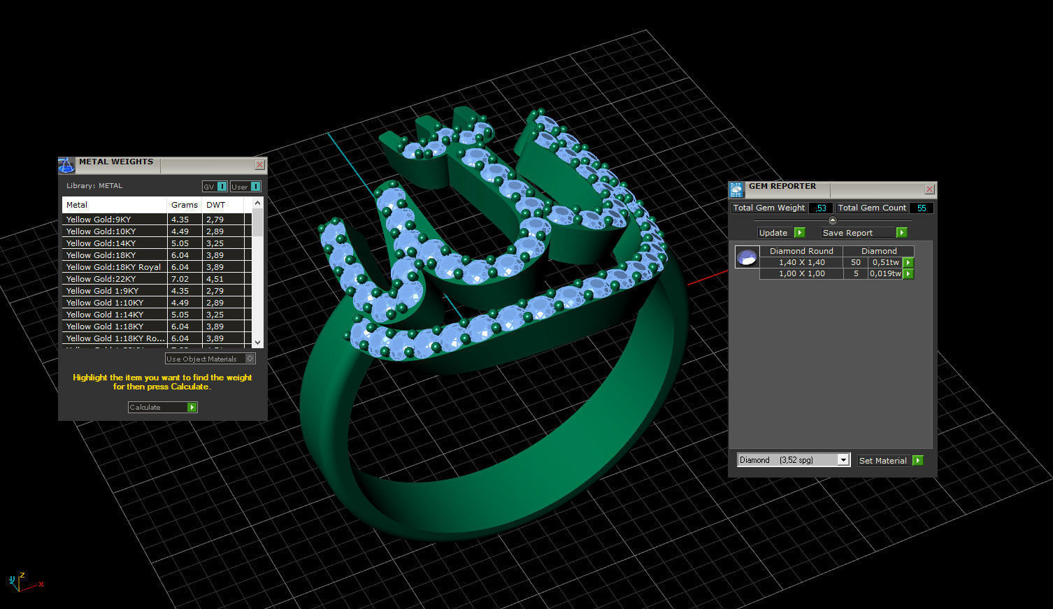 ALLAH Diamond Man Ring Printable 3D print model_10