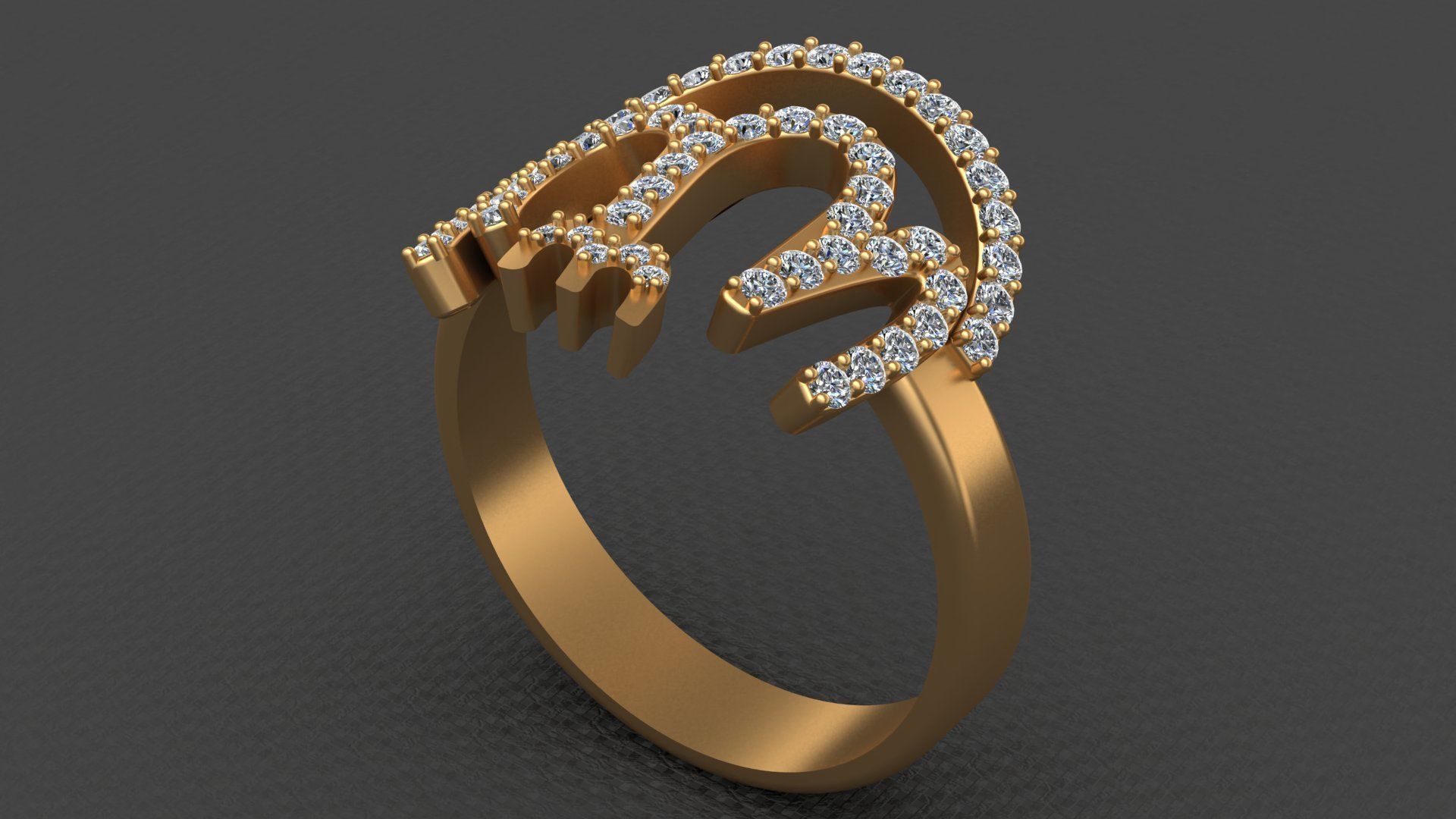 ALLAH Diamond Man Ring Printable 3D print model_4