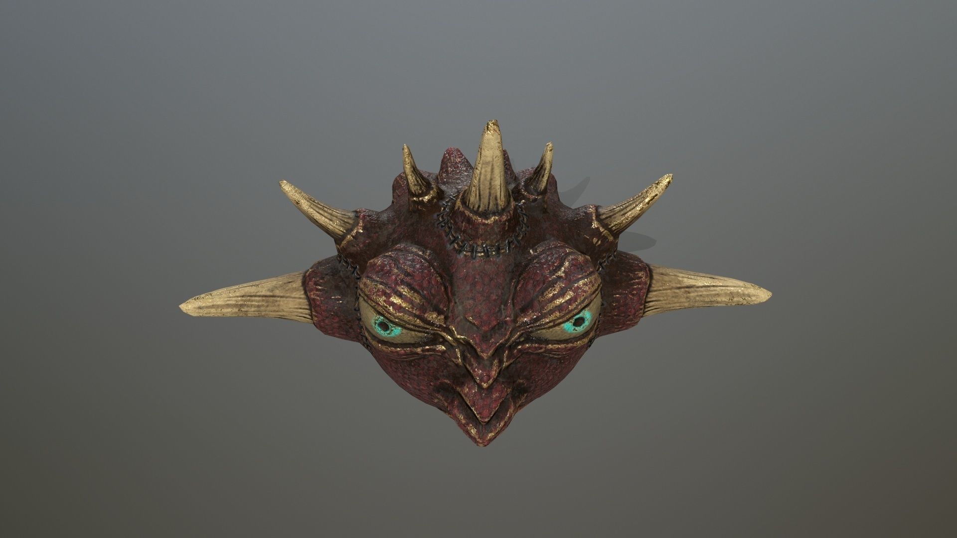 monster demon mask with horns and spikes Low-poly 3D model_8