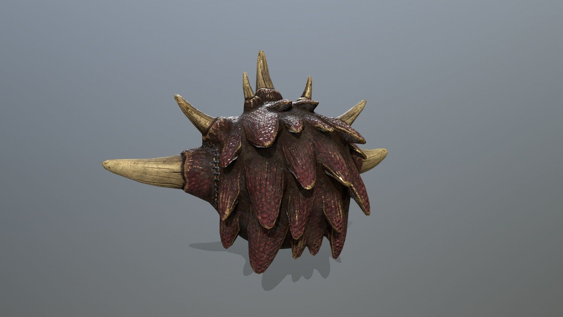 monster demon mask with horns and spikes Low-poly 3D model_4