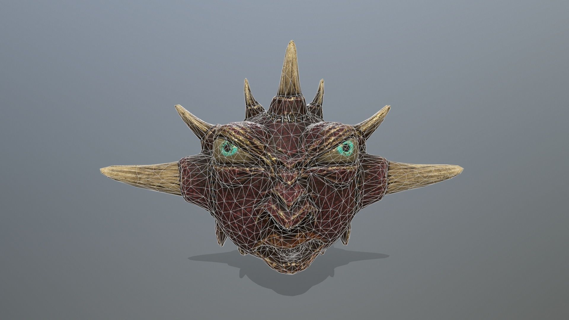 monster demon mask with horns and spikes Low-poly 3D model_12