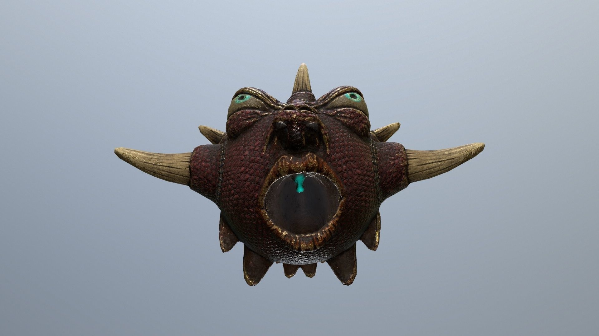 monster demon mask with horns and spikes Low-poly 3D model_7