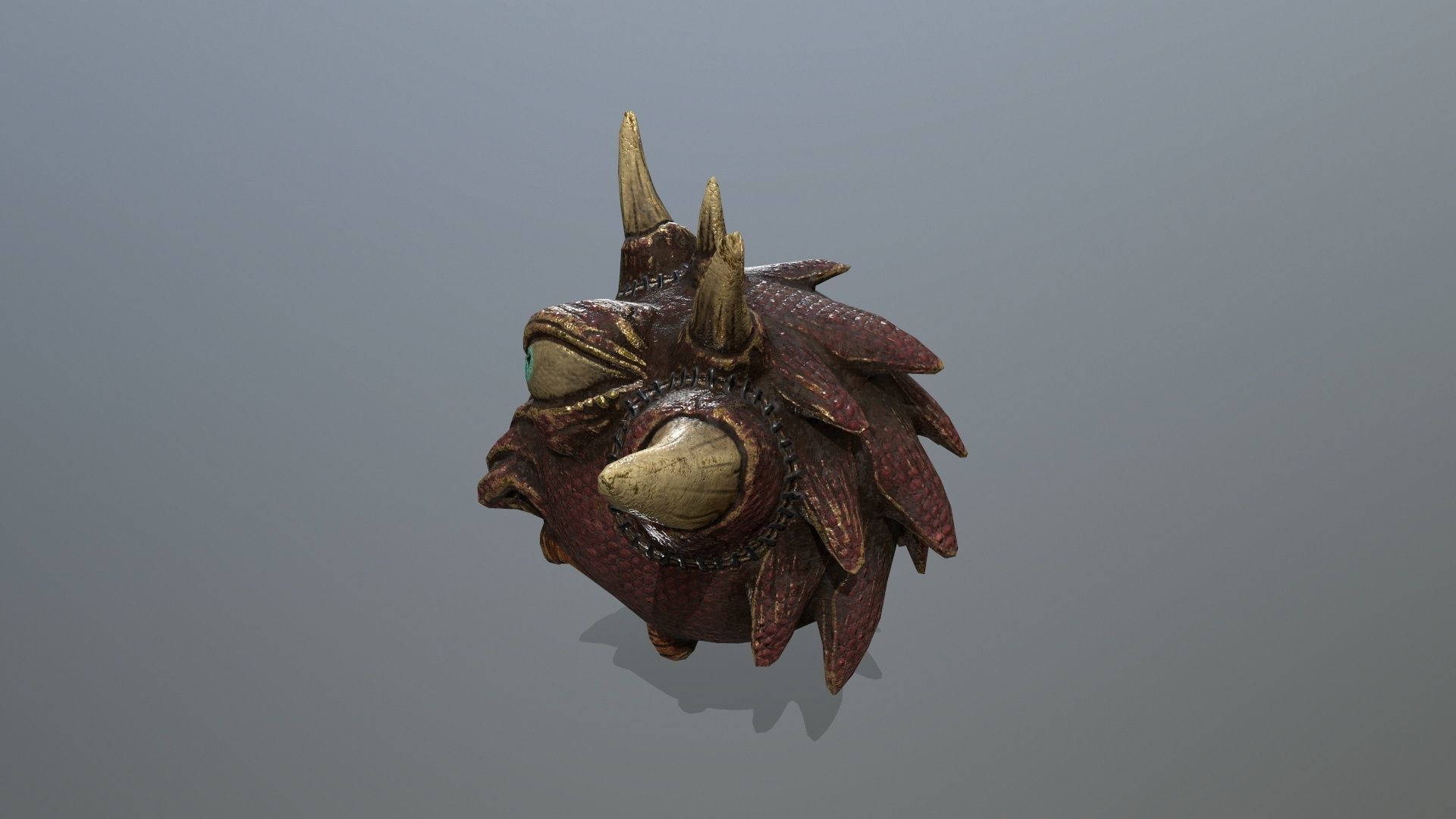 monster demon mask with horns and spikes Low-poly 3D model_5