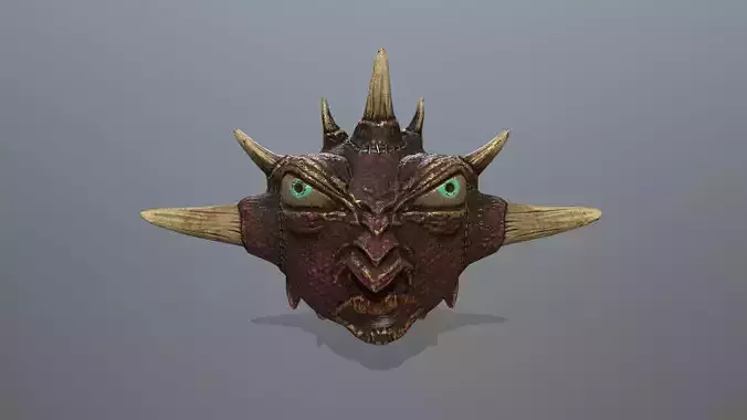 monster demon mask with horns and spikes Low-poly 3D model