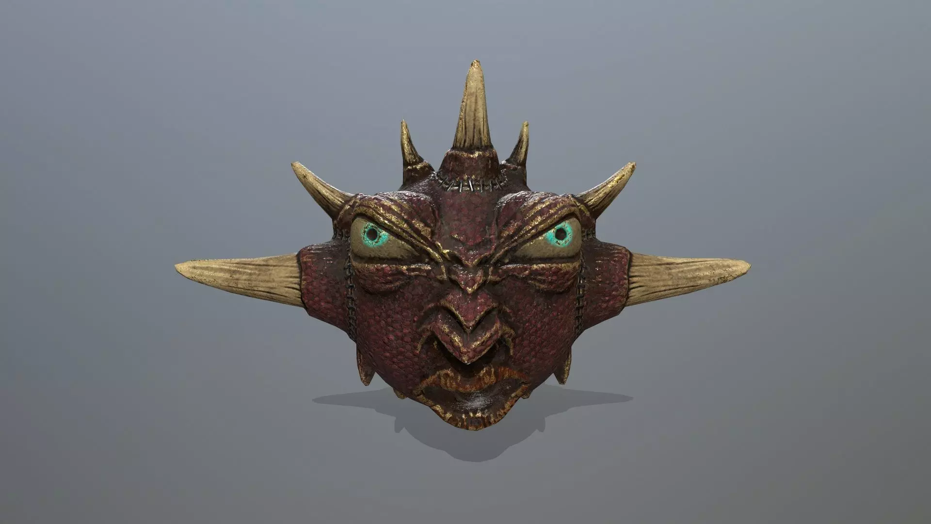 monster demon mask with horns and spikes Low-poly 3D model_0
