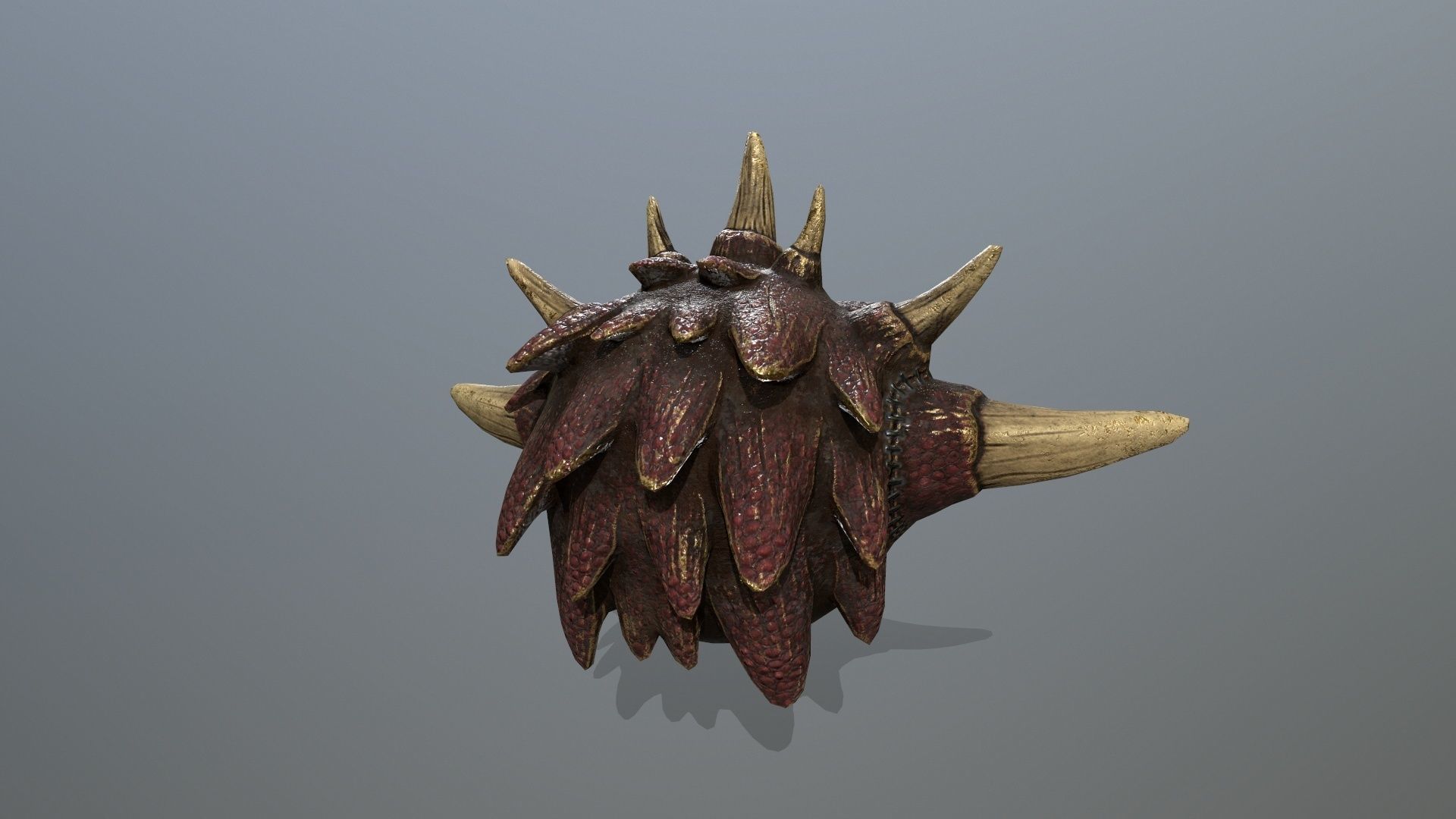 monster demon mask with horns and spikes Low-poly 3D model_3