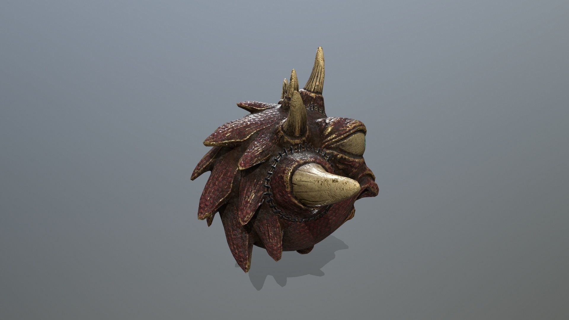 monster demon mask with horns and spikes Low-poly 3D model_2