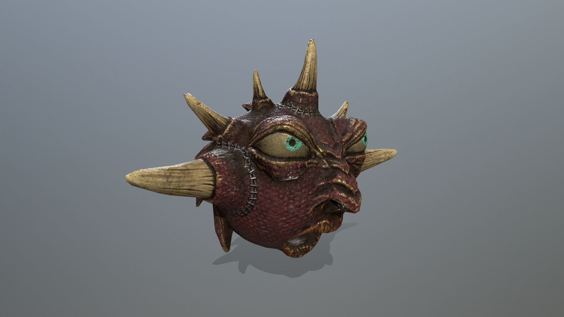 monster demon mask with horns and spikes Low-poly 3D model_1