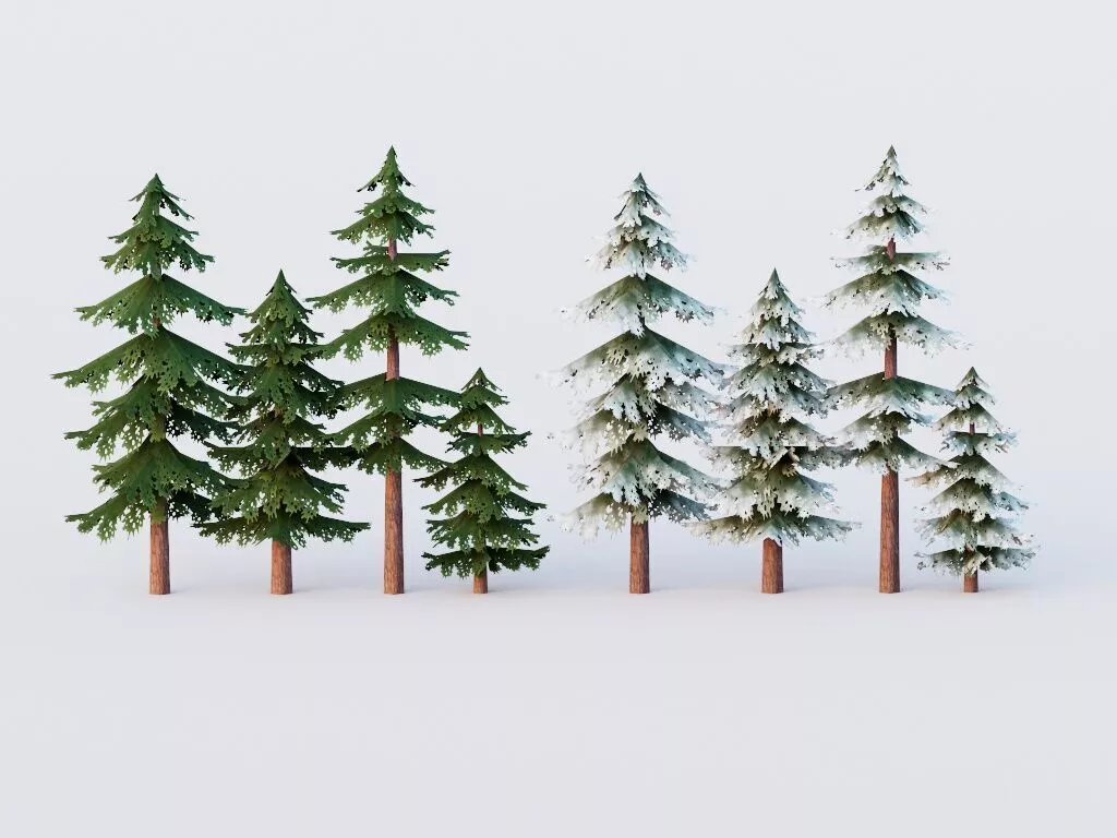Tree Pack G15 LOD Low-poly 3D model