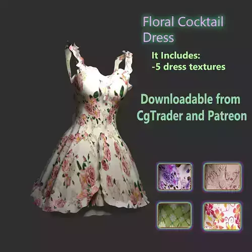 Floral Cocktail Dress Free 3D model