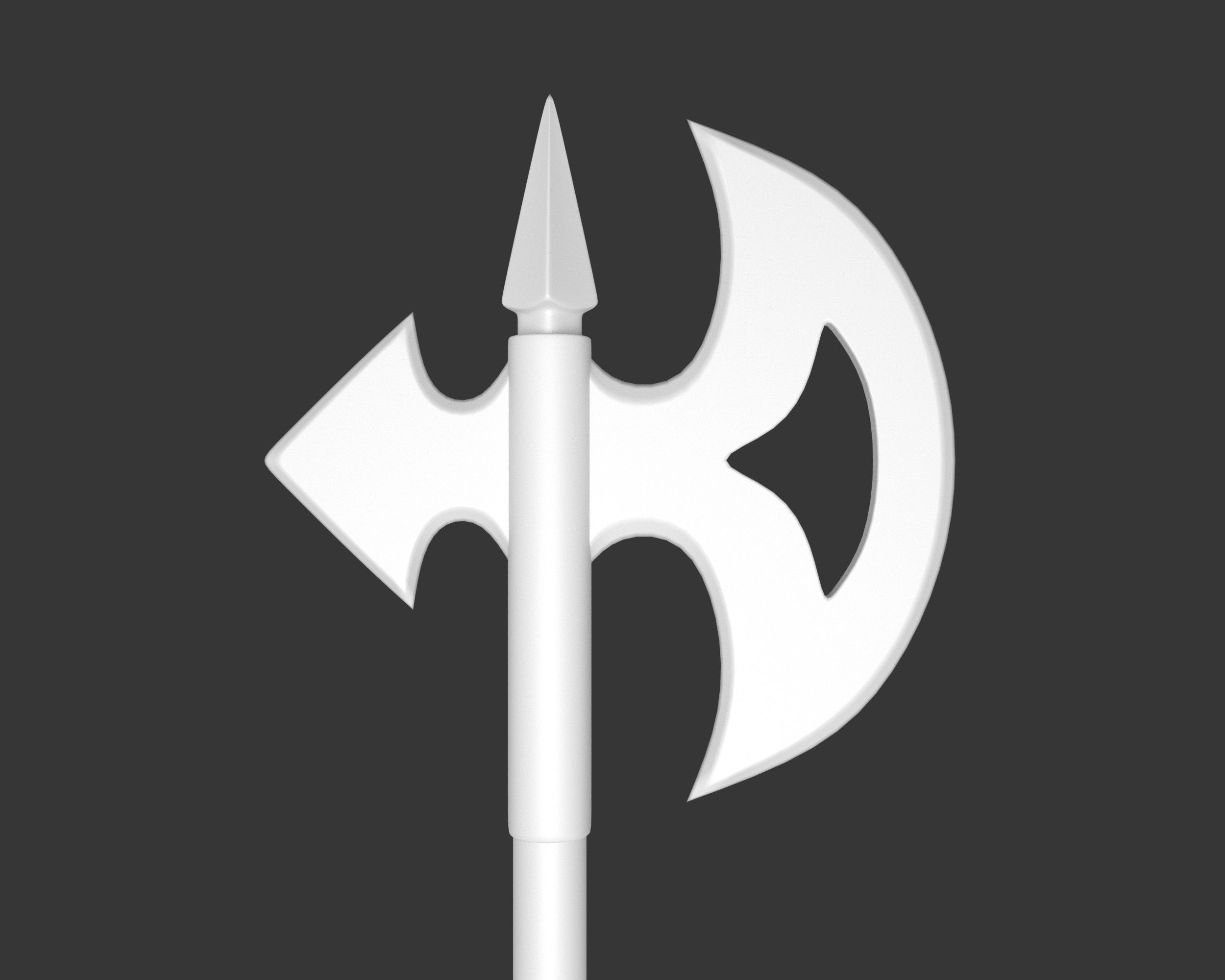 Medieval Elegant Weapon Axe Low-poly 3D model_10