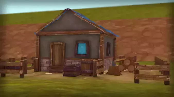 Fantasy House low poly hand painted Low-poly 3D model