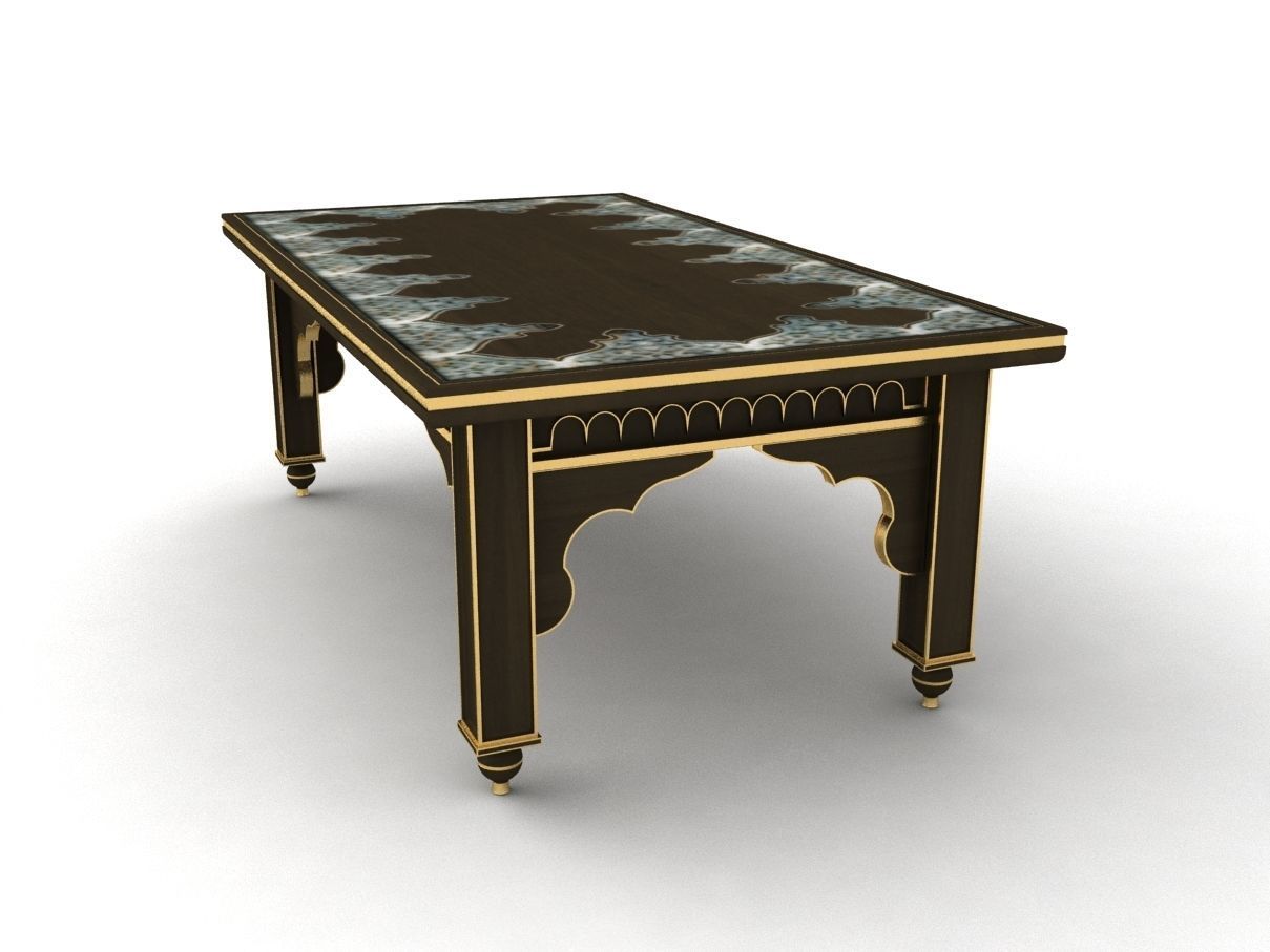 Wooden Arabian Table 3D model_2