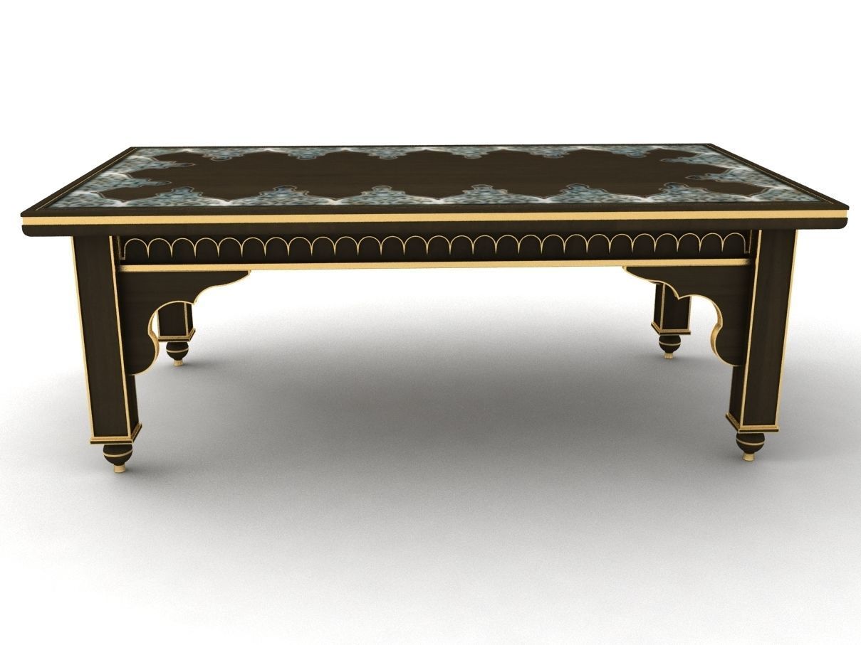 Wooden Arabian Table 3D model_4