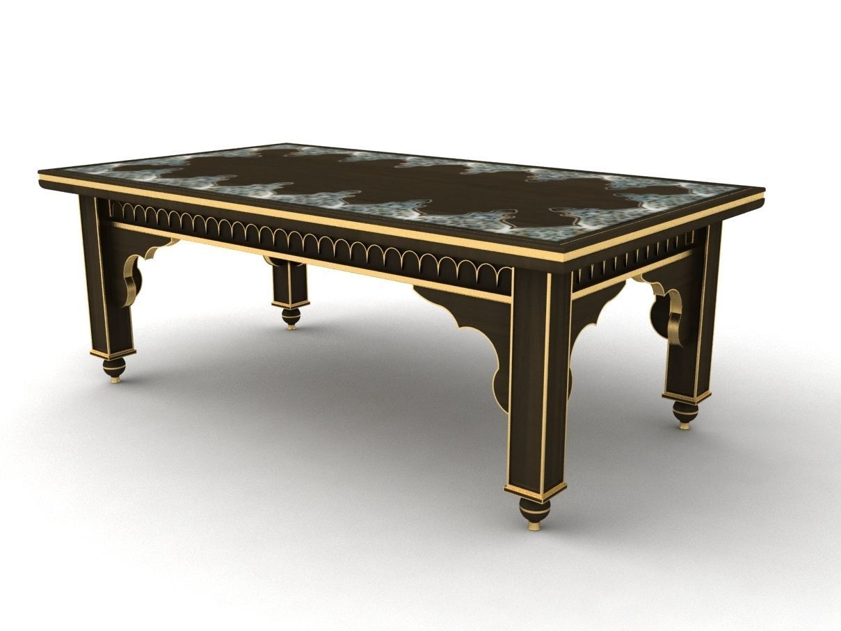Wooden Arabian Table 3D model_1