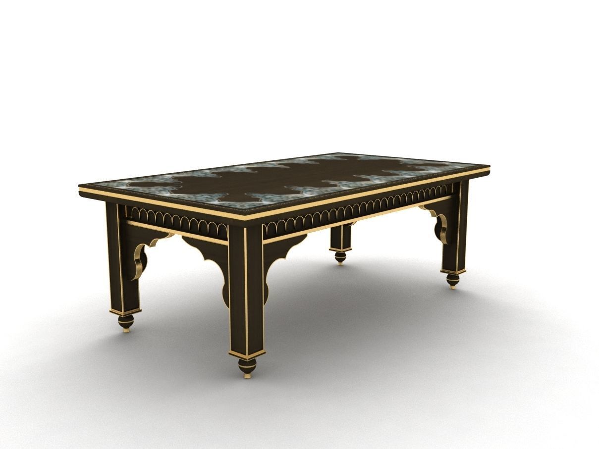 Wooden Arabian Table 3D model_3
