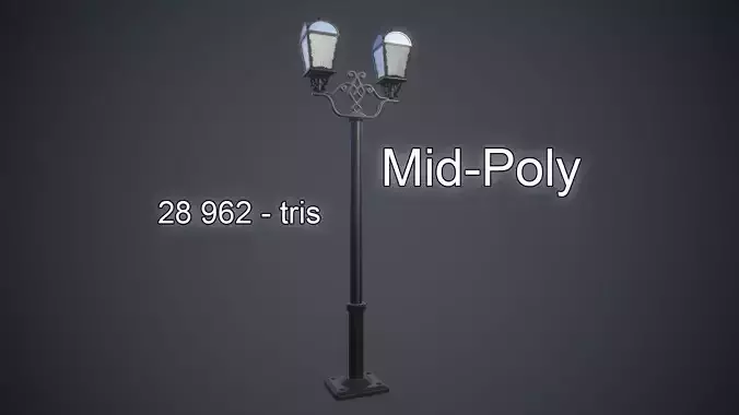 mid poly Street Light Low-poly 3D model