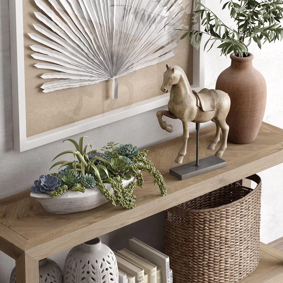 HADLEY HERRINGBONE RECLAIMED WOOD CONSOLE TABLE 3D model