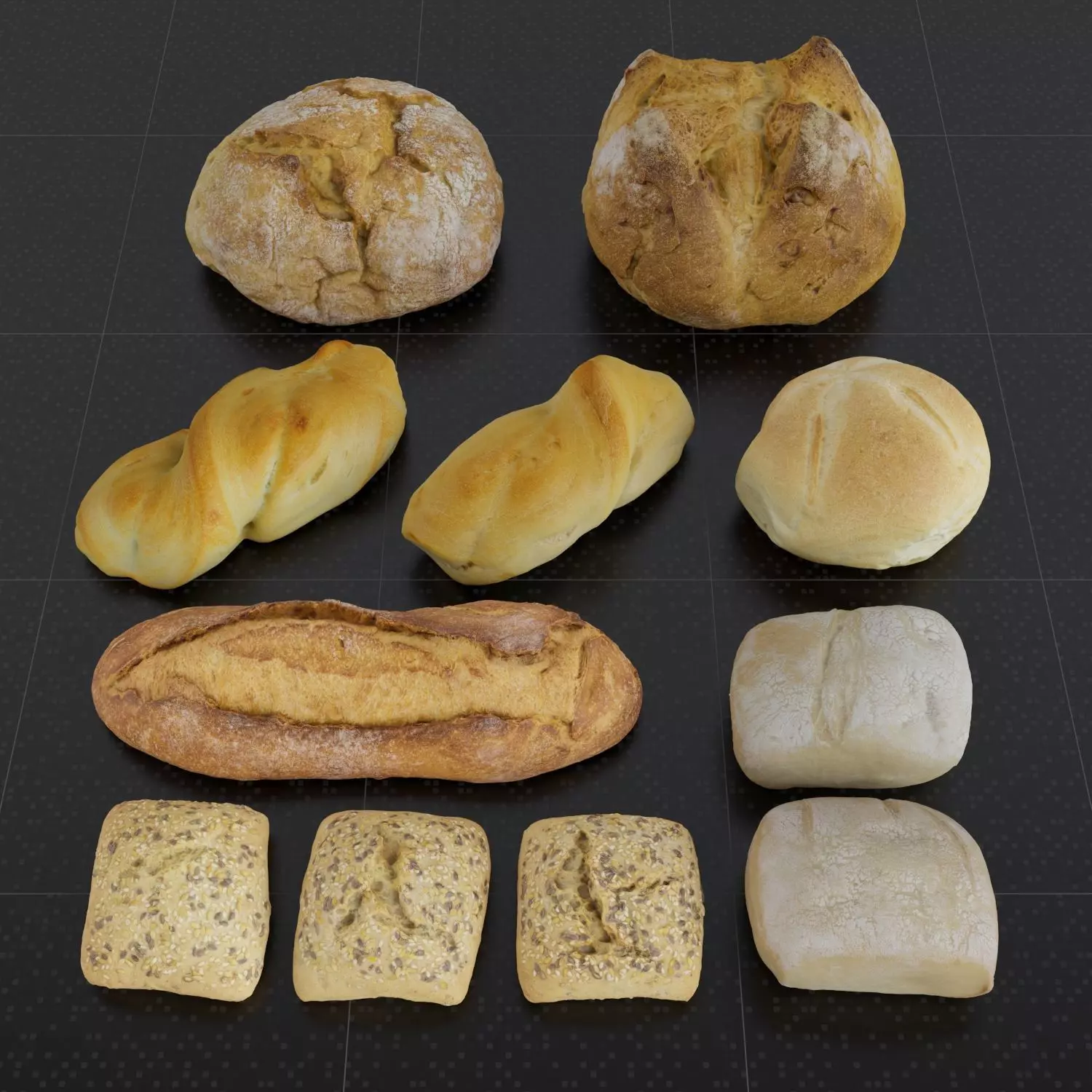 Bread Set 01 3D model_0