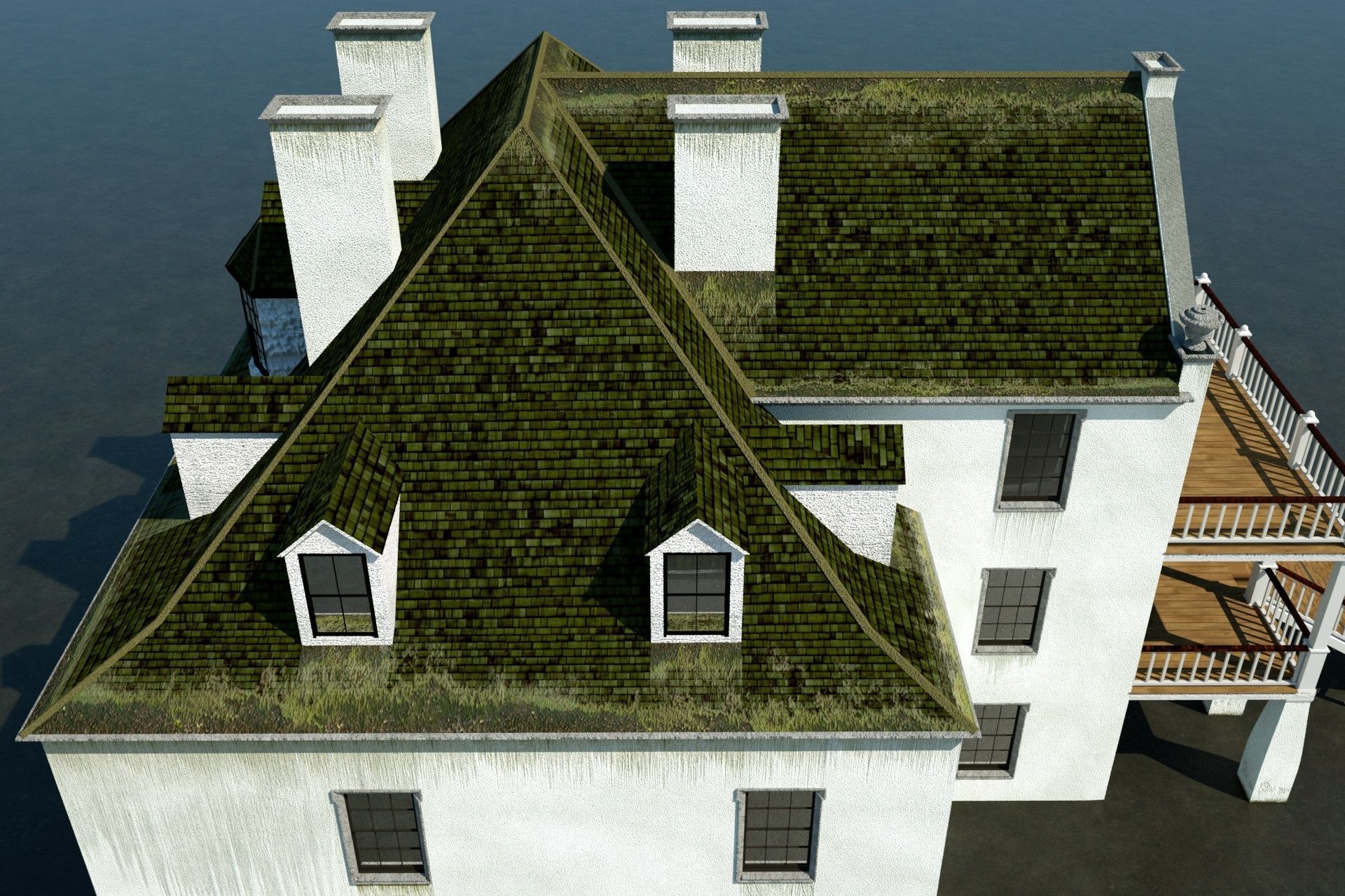 Colonial Mansion Low-poly 3D model_7