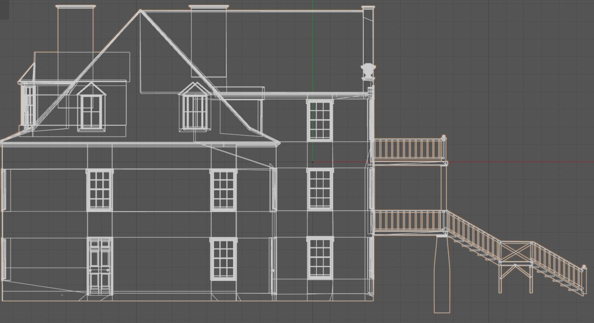 Colonial Mansion Low-poly 3D model_10