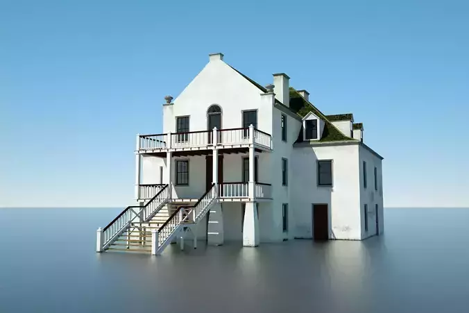 Colonial Mansion Low-poly 3D model