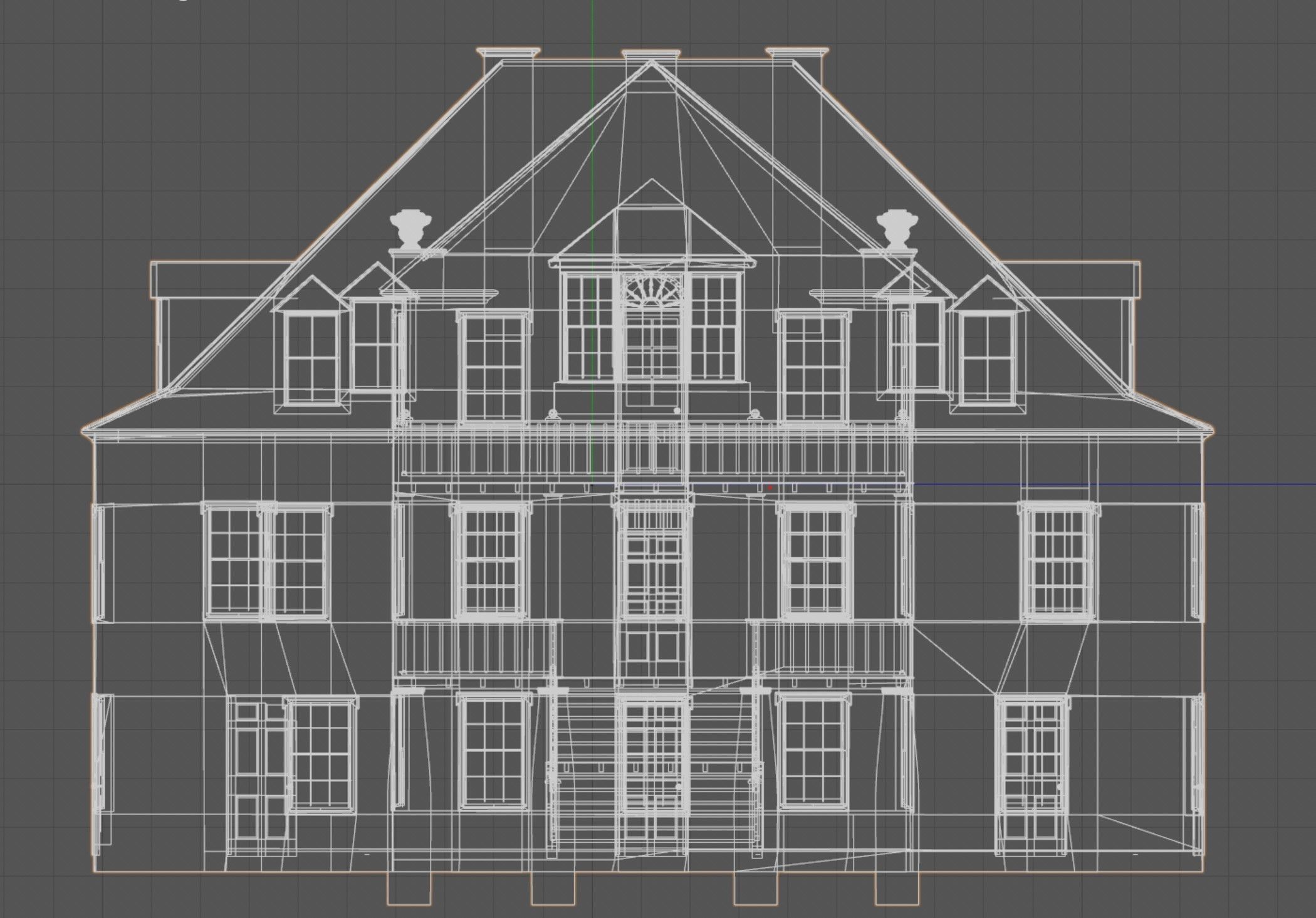 Colonial Mansion Low-poly 3D model_11