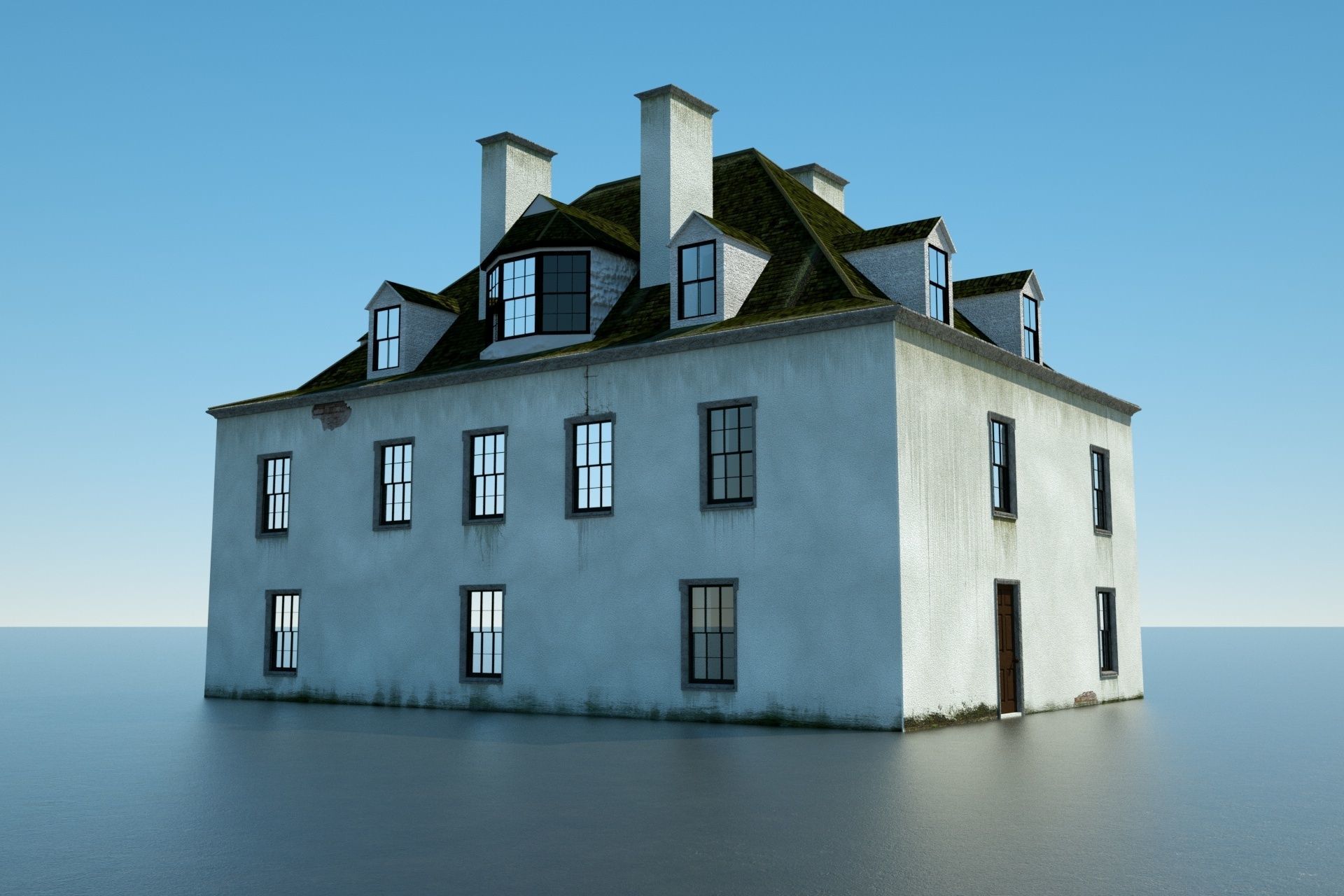 Colonial Mansion Low-poly 3D model_4