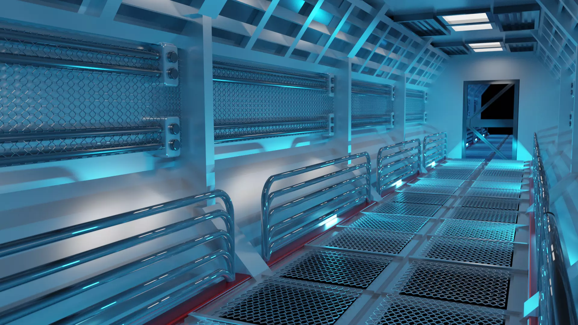 Sci fi corridor Free 3D model_0