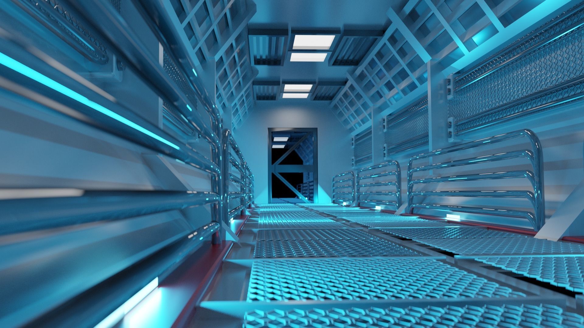 Sci fi corridor Free 3D model_1