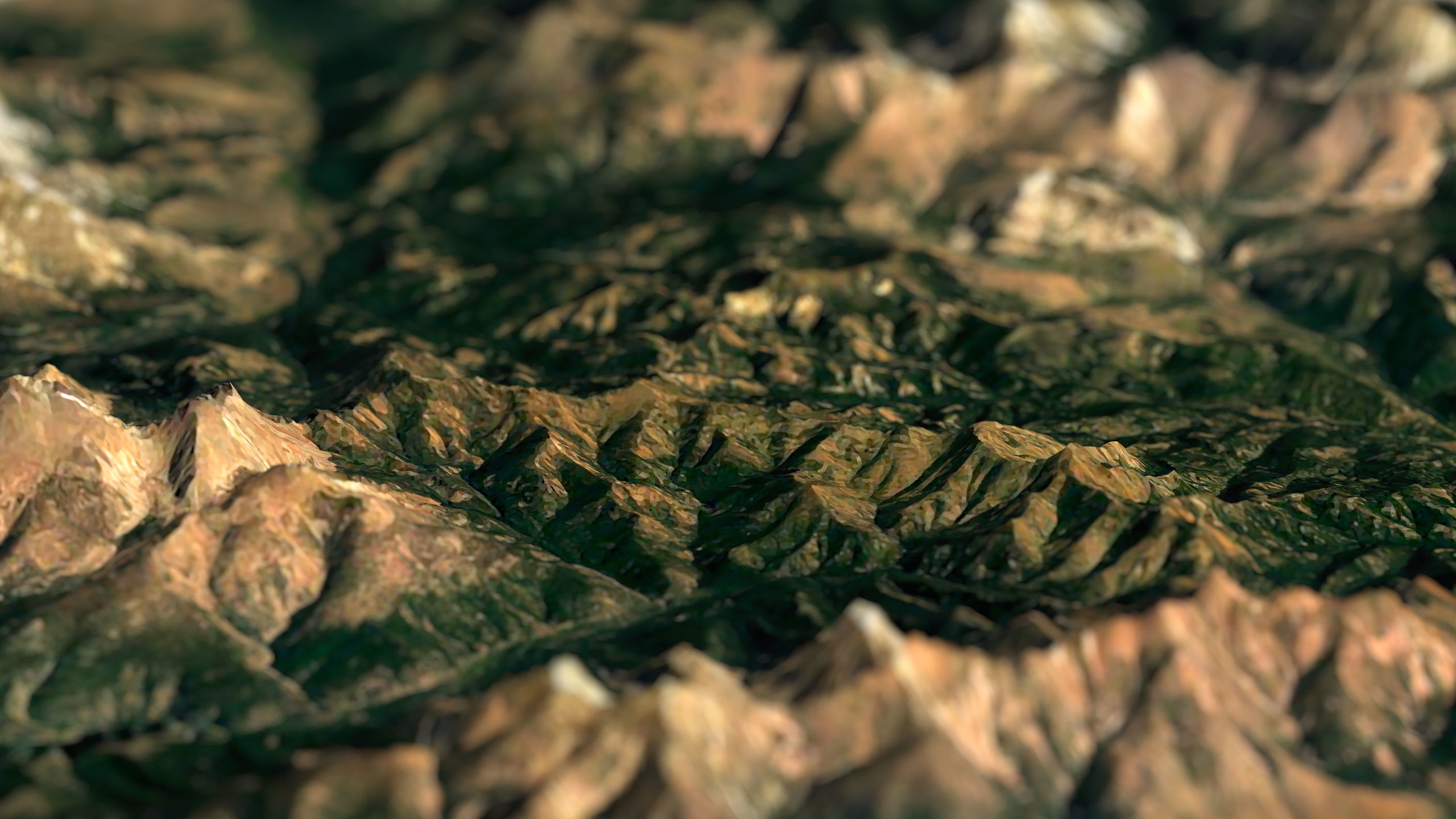 Mountains terrain Low-poly 3D model_4
