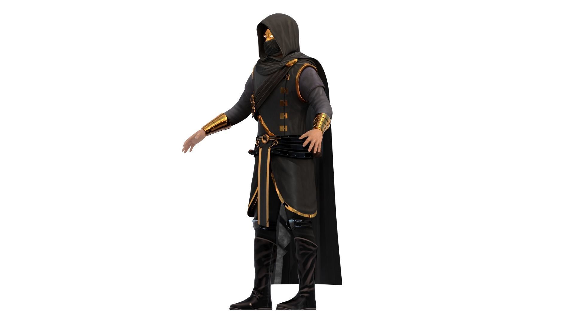 Assassin character Low-poly 3D model_23
