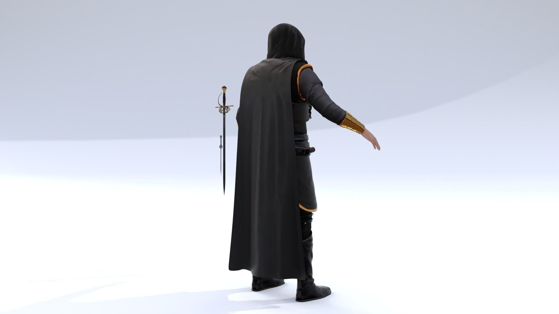 Assassin character Low-poly 3D model_5