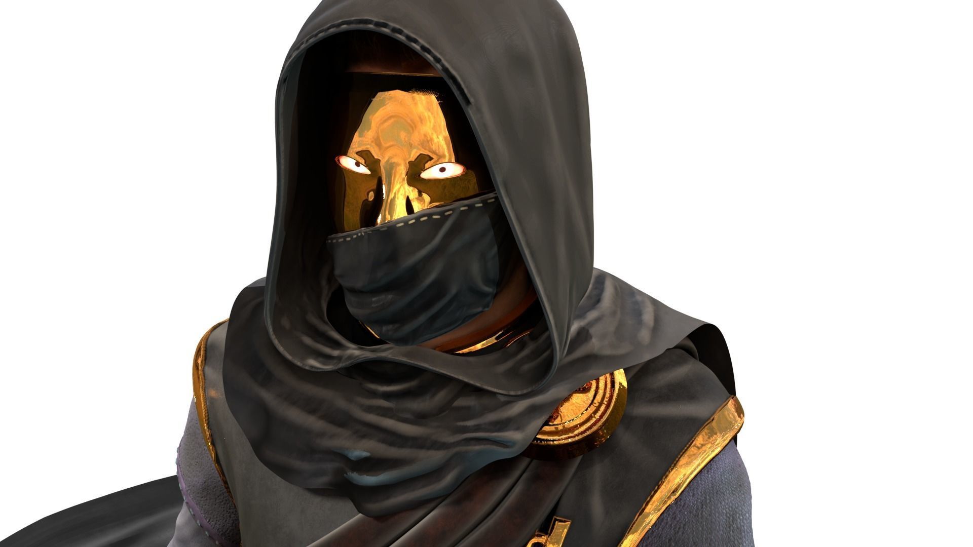 Assassin character Low-poly 3D model_14