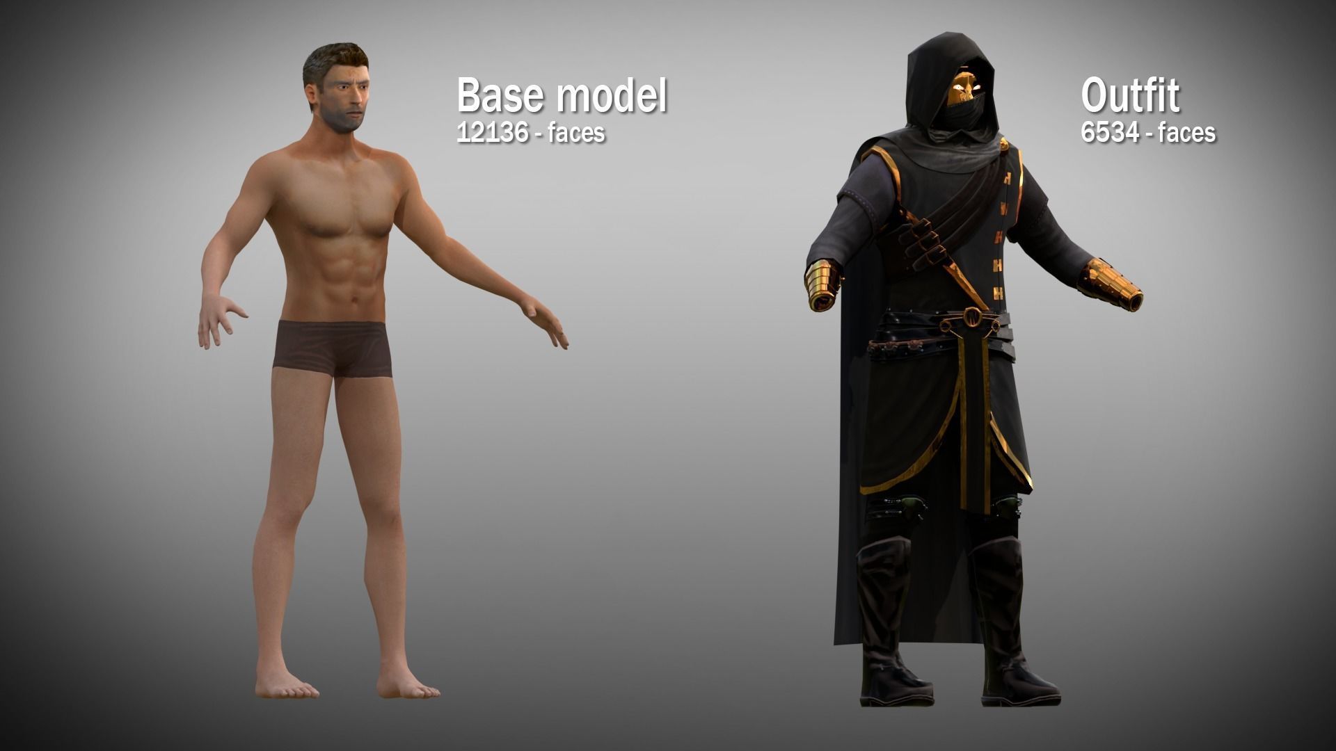 Assassin character Low-poly 3D model_8