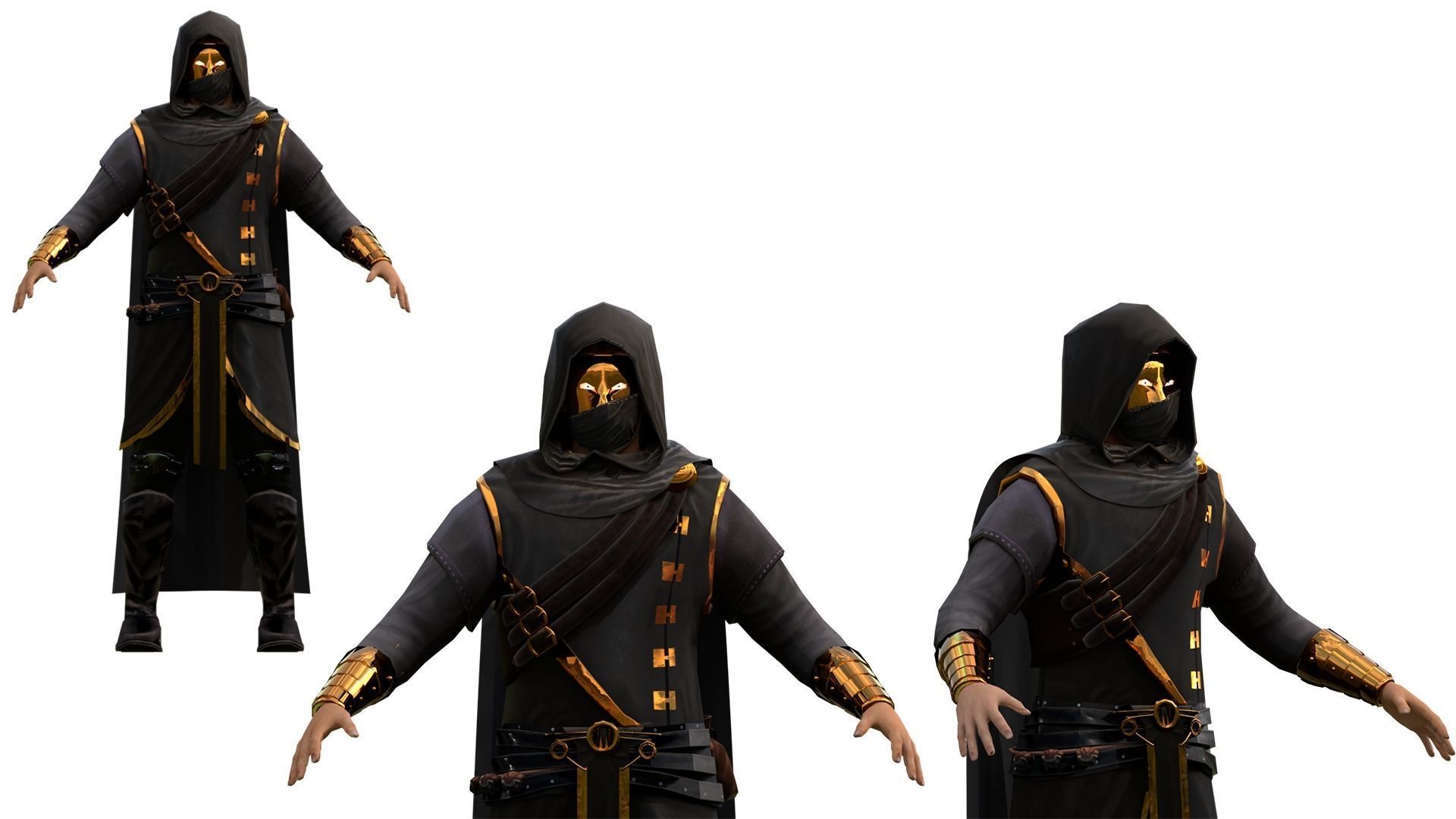 Assassin character Low-poly 3D model_16