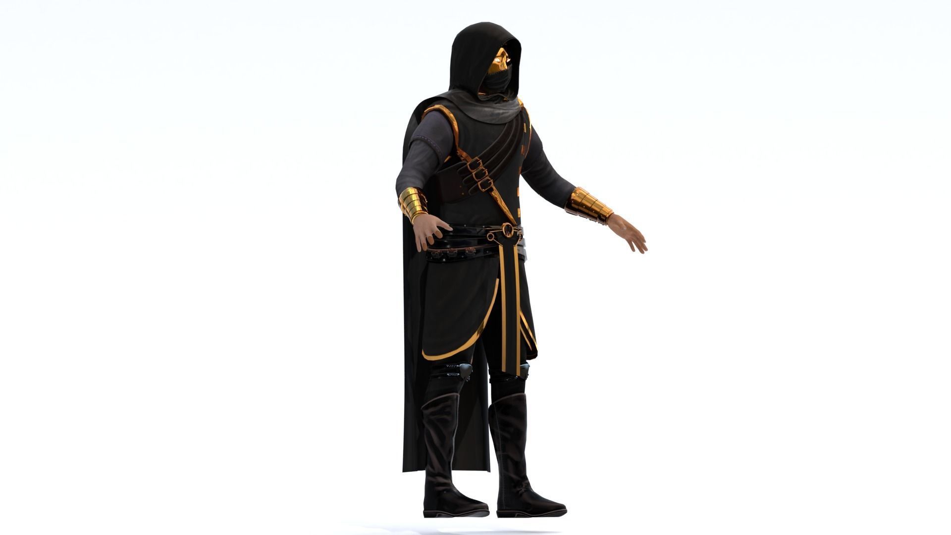 Assassin character Low-poly 3D model_19