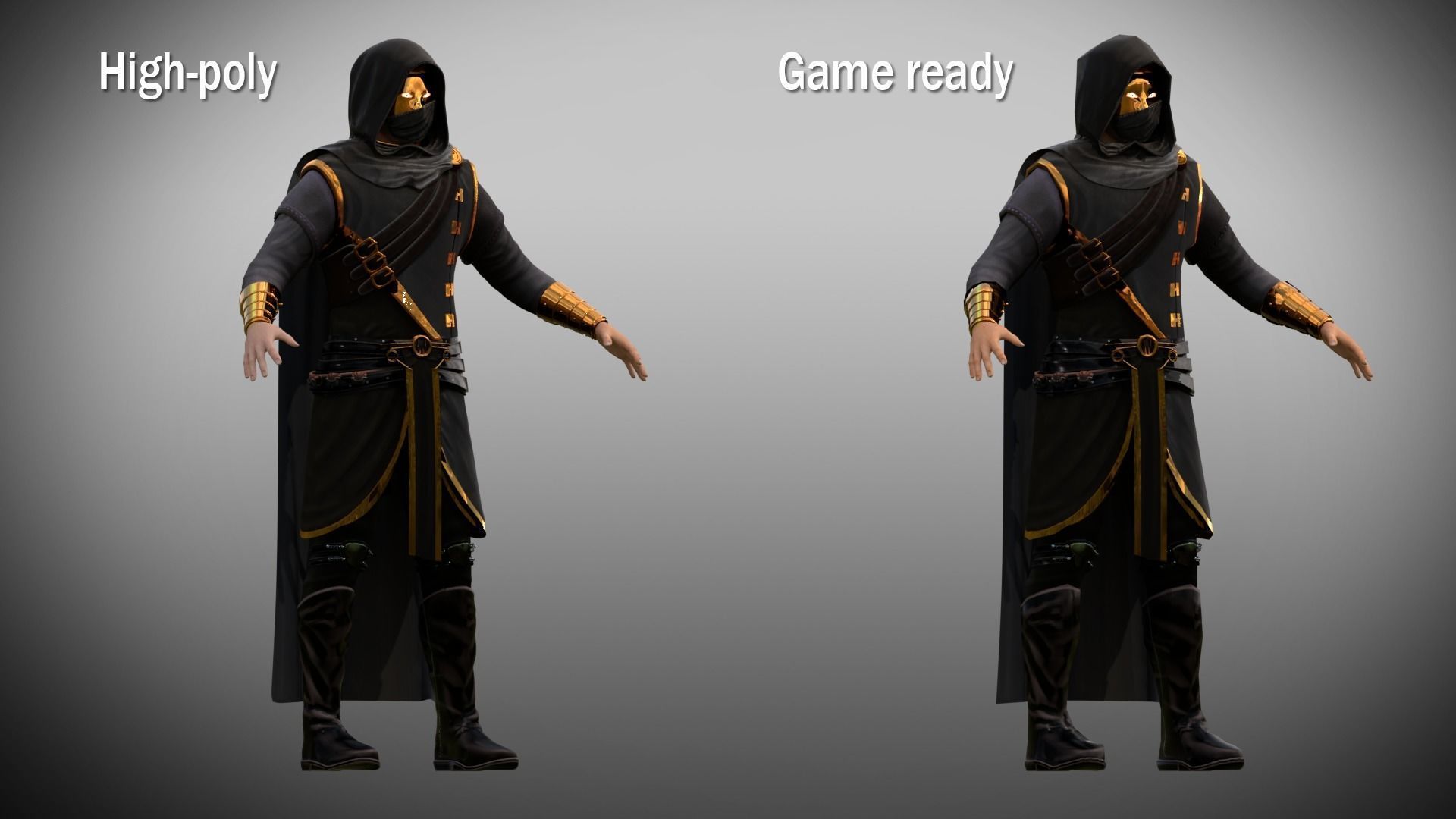 Assassin character Low-poly 3D model_7