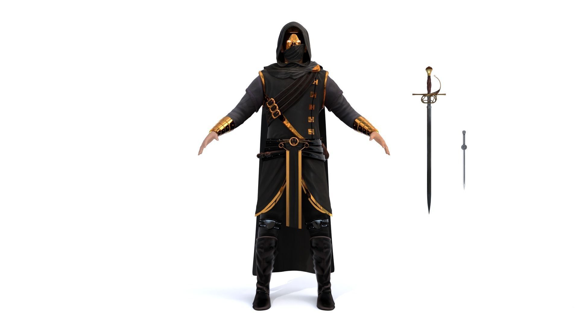 Assassin character Low-poly 3D model_4