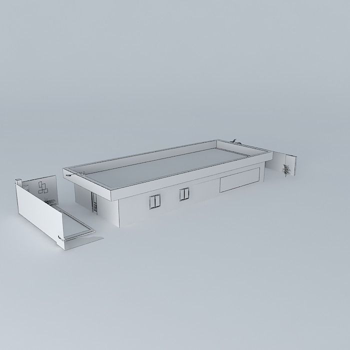 Purple house with slab Free 3D model_3