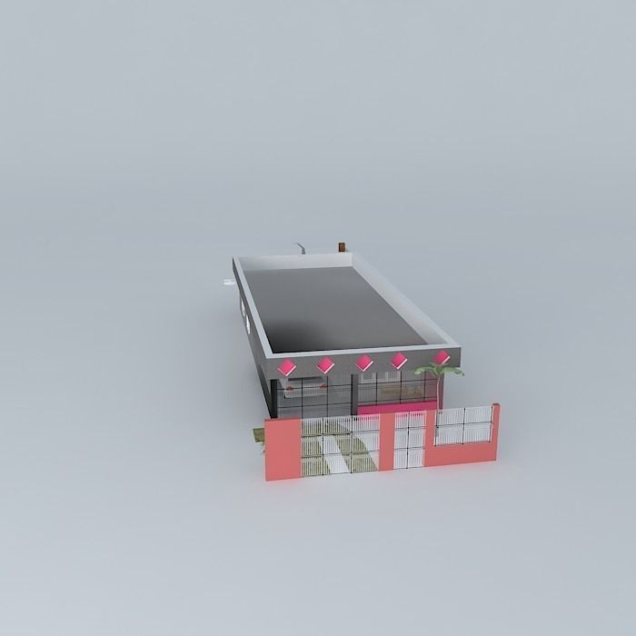 Purple house with slab Free 3D model_2