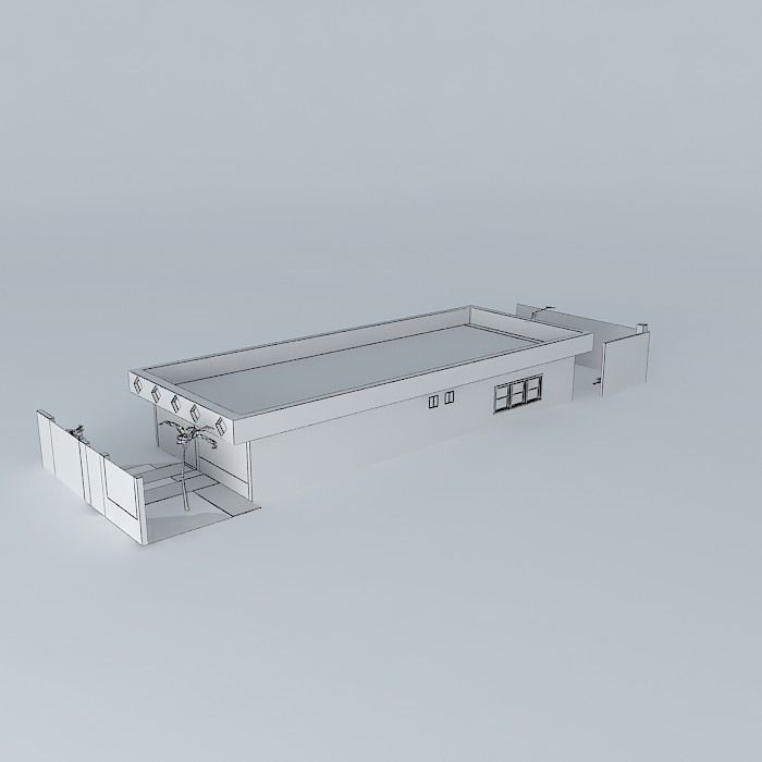 Purple house with slab Free 3D model_4