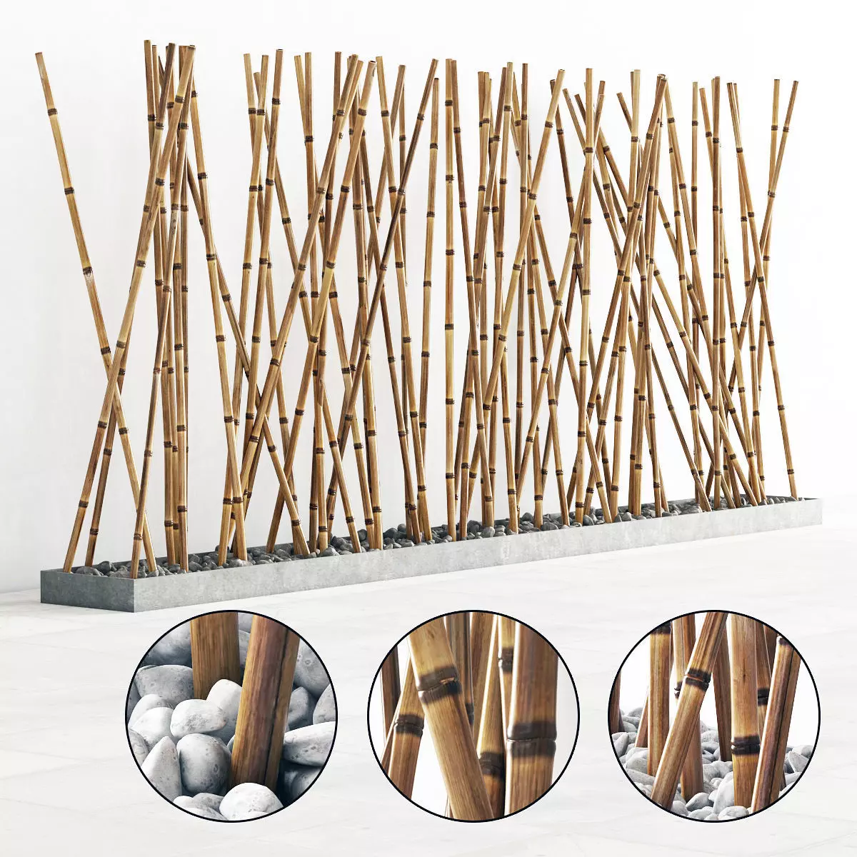 Thin bamboo pebble decor 3D model