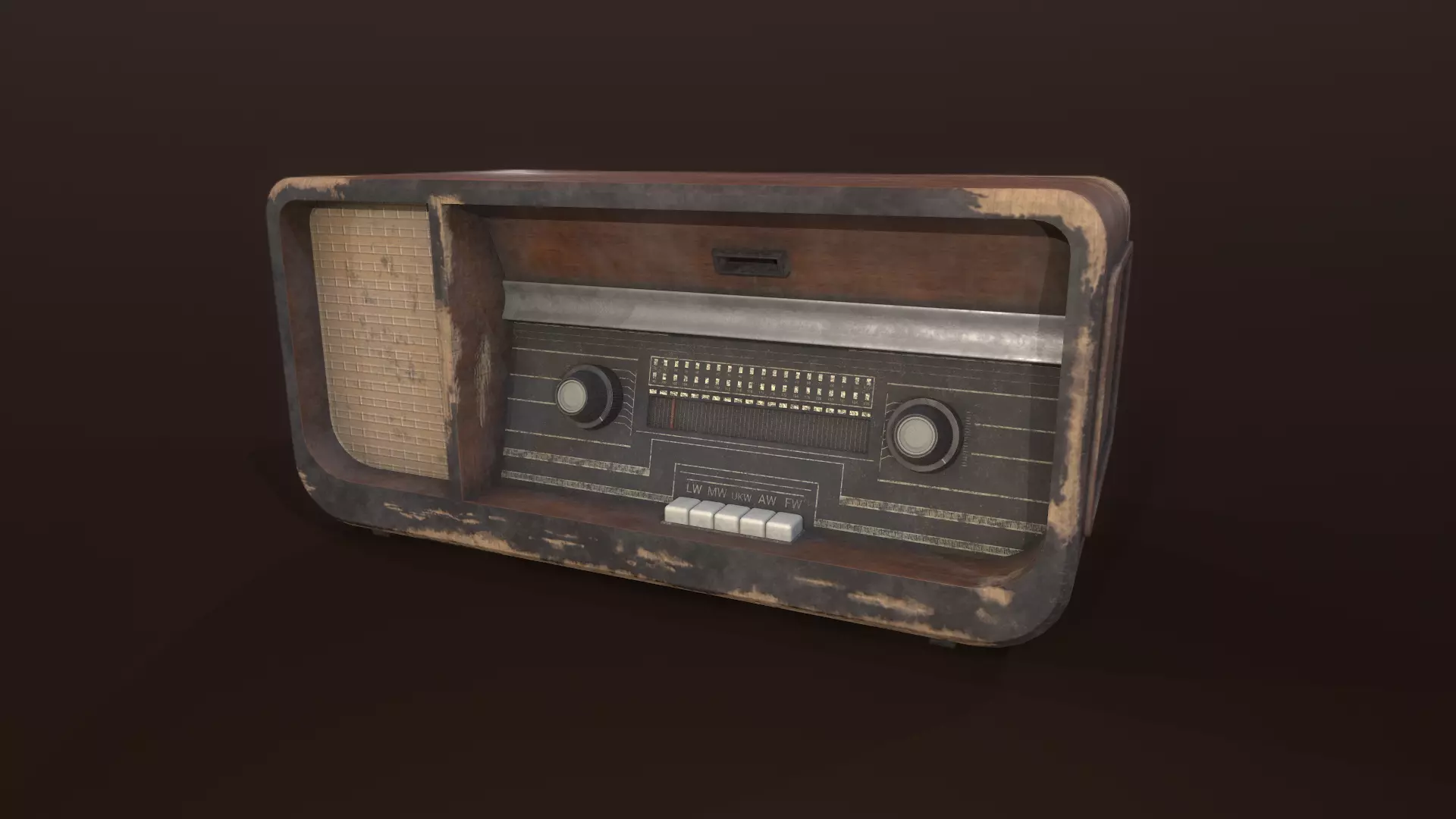 Old radio receiver Low-poly 3D model_0
