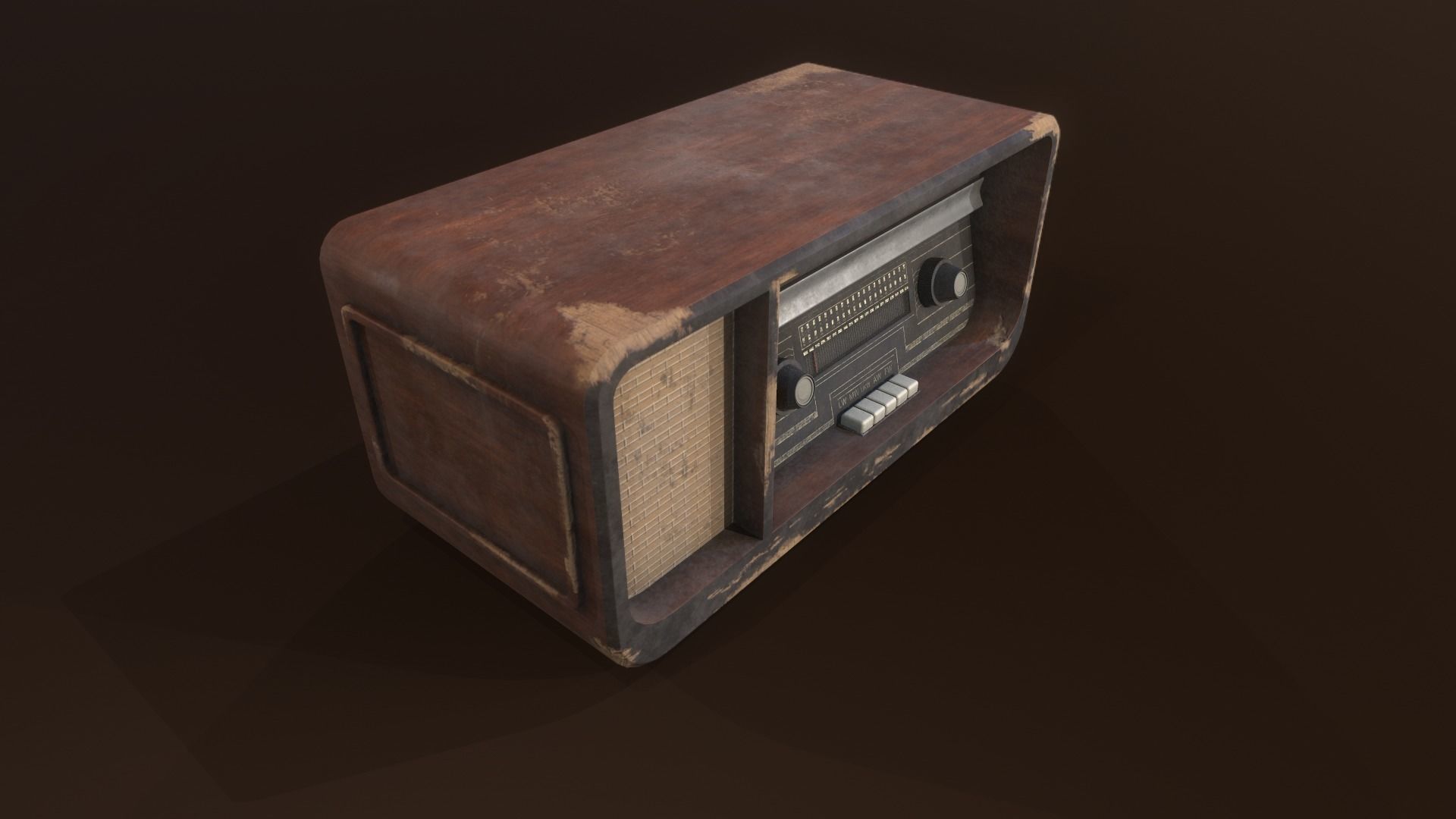 Old radio receiver Low-poly 3D model_2